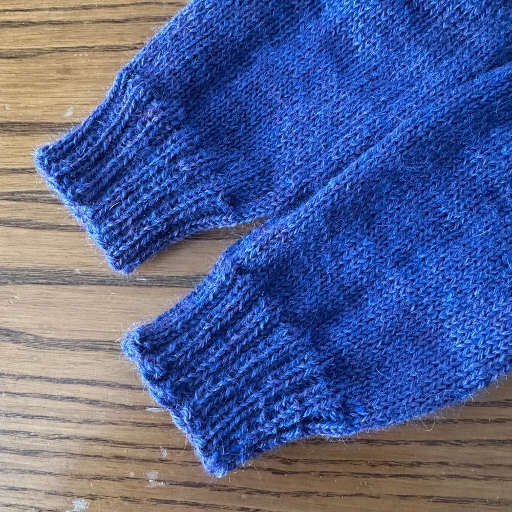 Hand Knit Lambswool Socks Women M/L Purple Cozy Winter Hiking Cottagecore